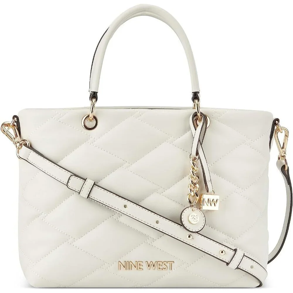 Women's Leather Satchel Bag Soft Quilt Convertible Crossbody Elegant Functional